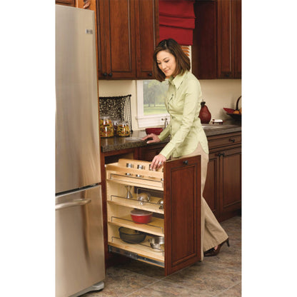 Rev-A-Shelf 6.5" Pullout Kitchen Cabinet Storage Organizer Slide Out Pantry Spice Rack with Adjustable Shelves, Natural Maple, 448-BC-6C