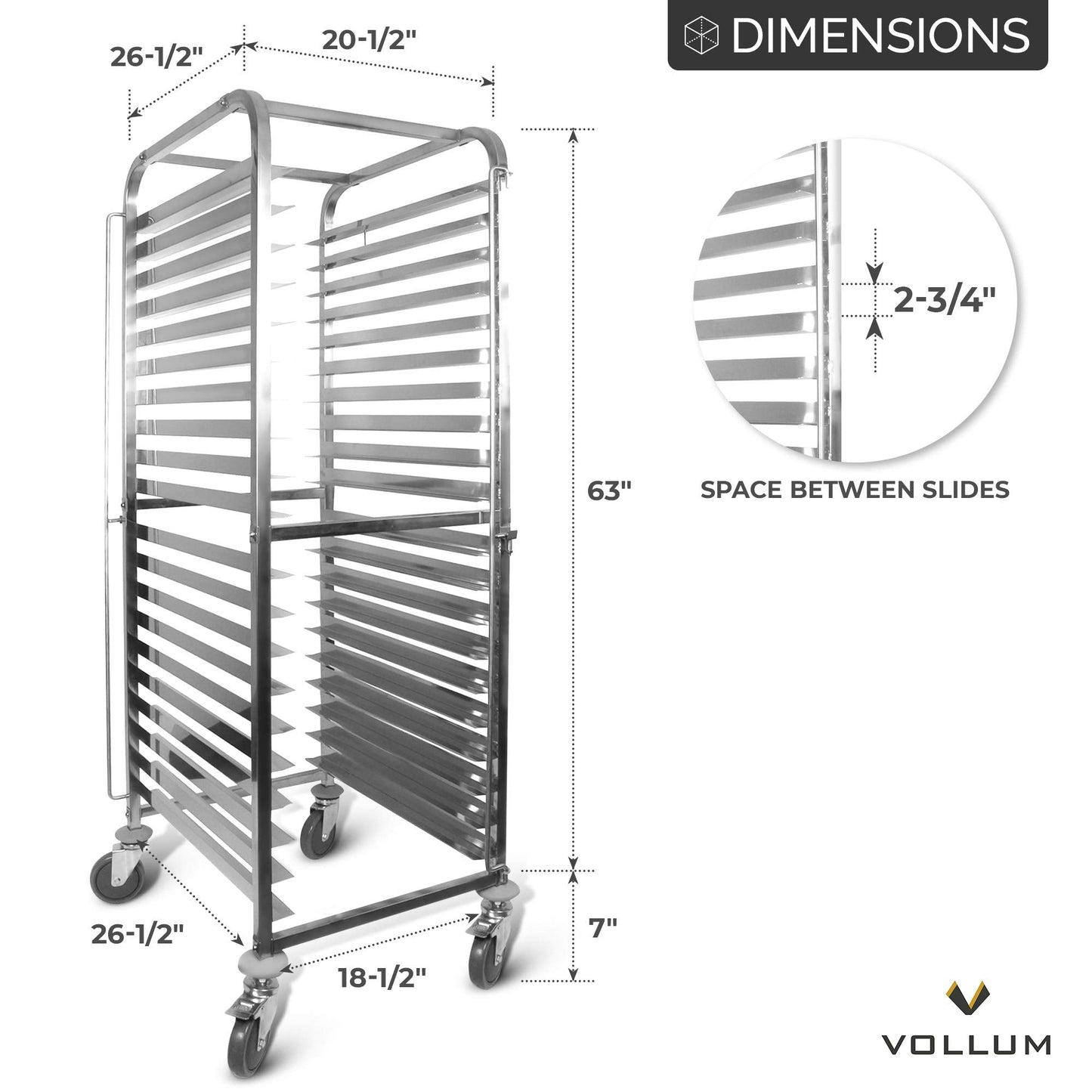 Front-Load Knock Down Bakery Rack All Stainless Steel, for Full Size Sheet Pans (1, For 20 trays)