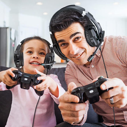 BENGOO G9000 Stereo Gaming Headset for PS4 PC Xbox One PS5 Controller, Noise Cancelling Over Ear Headphones with Mic, LED Light, Bass Surround, Soft Memory Earmuffs for Laptop Mac - Black