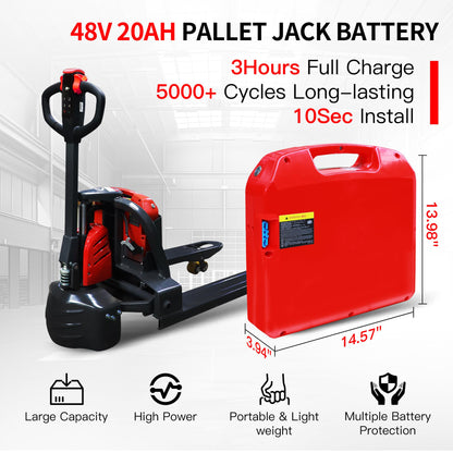 MBOIFEA Electric Pallet Jack Battery, 48V 20Ah Forklift LiFePO4 Lithium Battery for Electric Pallet Truck for Heli CBD20J-LI-S, JIALIFT CBD20-ELI, JIALIFT SL20L3 5000+Cycles, Built-in Smart BMS