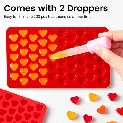 JOERSH Heart Candy Molds Silicone Molds for Hard Candy, Gummy, Chocolate, Ice Cube, Caramel, Jelly, 220 Cavities