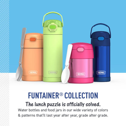 THERMOS FUNTAINER Insulated Food Jar, 10 Ounce, Kid Friendly Food Jar with Foldable Spoon, Purple