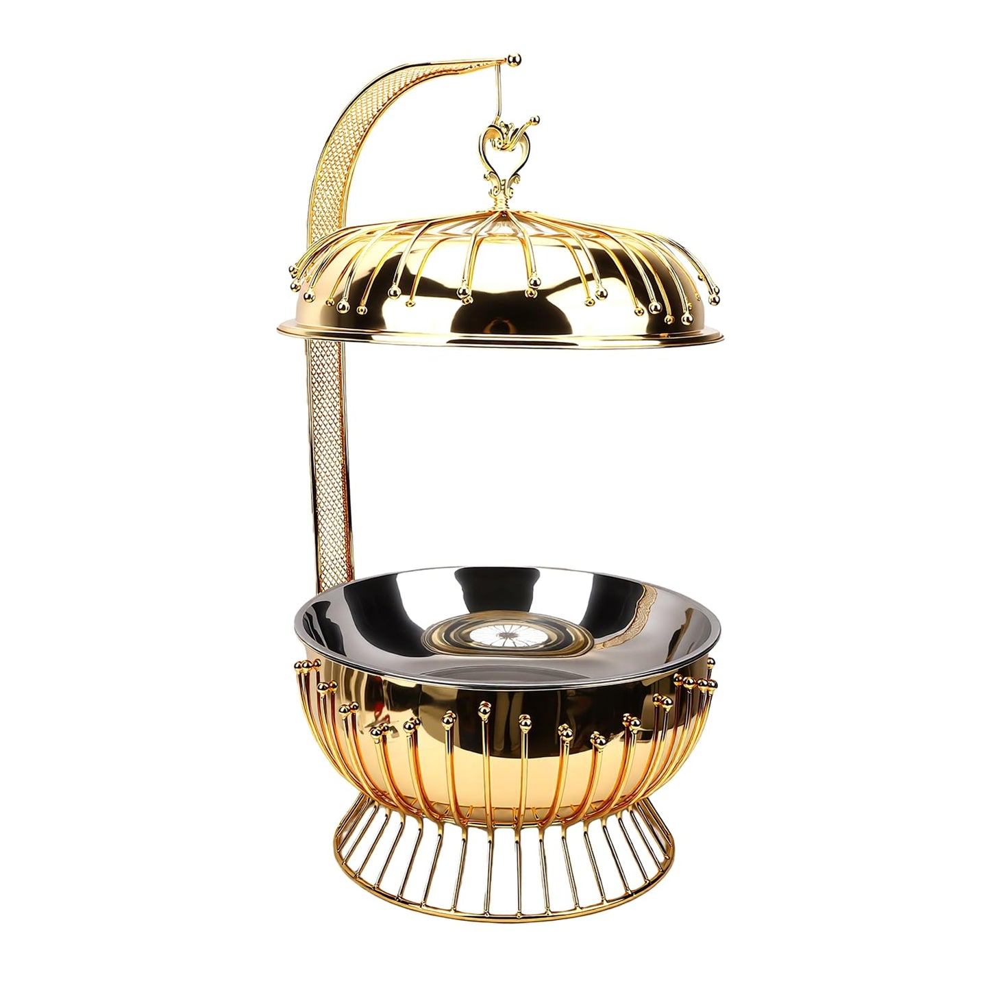 AUNMAS Stainless Steel Buffet Warmer 8L Round Chafing Dish with Hanging Lid for Catering Events Weddings Banquets Home Parties