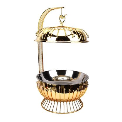 AUNMAS Stainless Steel Buffet Warmer 8L Round Chafing Dish with Hanging Lid for Catering Events Weddings Banquets Home Parties