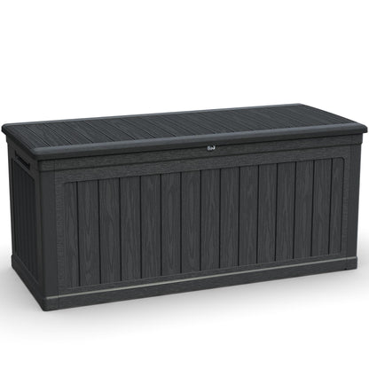 BLUECC Outdoor Deck Box Waterproof, Extra Large Plastic Patio Storage Cabinet with Lockable Black 68"*32"*34"