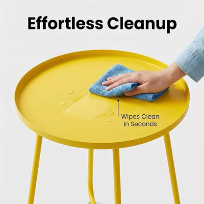 Compact Yellow Outdoor Side Table for Garden and Patio