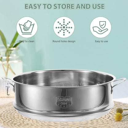 Hemoton 12 Inch Stainless Steel Steamer Basket Multi-Functional Kitchen Steamer Insert for Vegetables Seafood Eggs with Even Heat Distribution and Dishwasher Safe