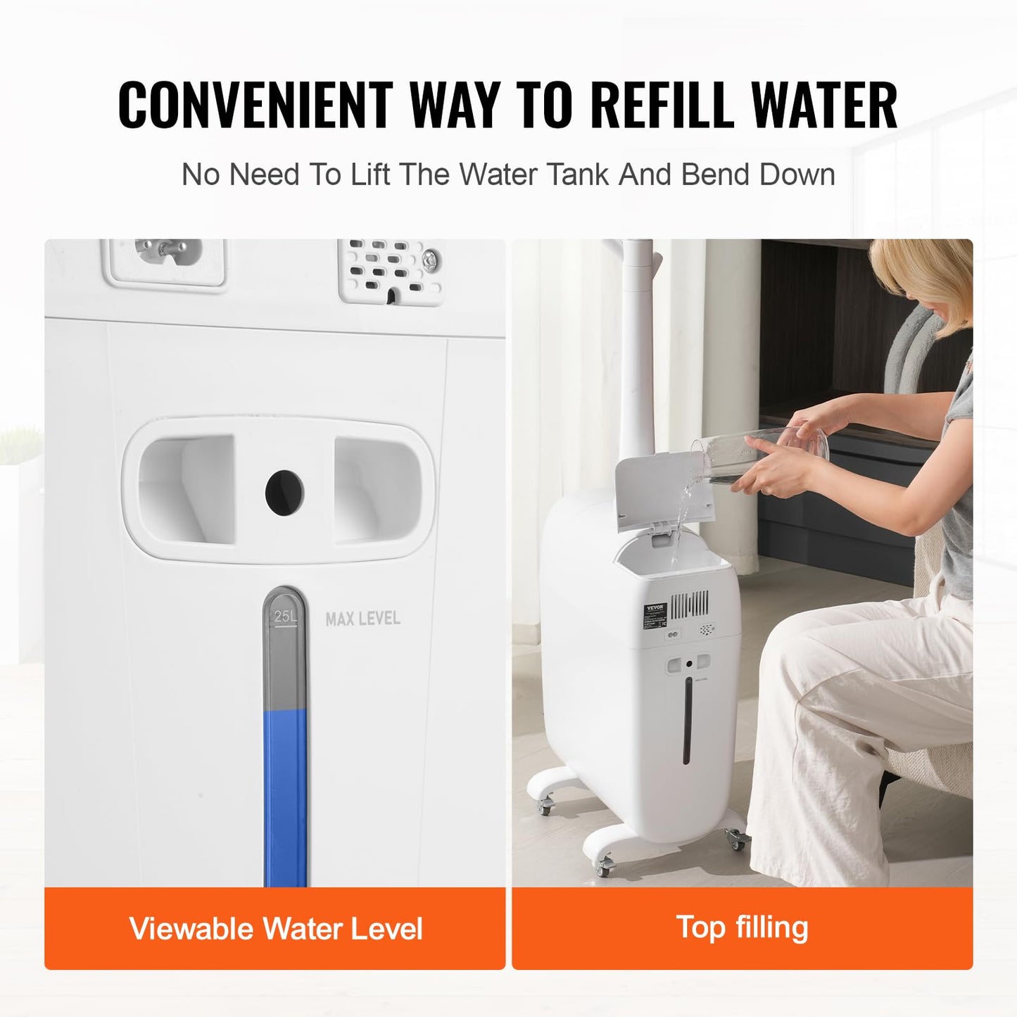 VEVOR Humidifier for Home Large Room, Commercial Humidifier for Whole House 1291.7 sq ft, 16L Water Tank & Night Light & 12h Timer & Auto Shut-Off, Greenhouse, Commercial Branch Tube w/ 360° Nozzle