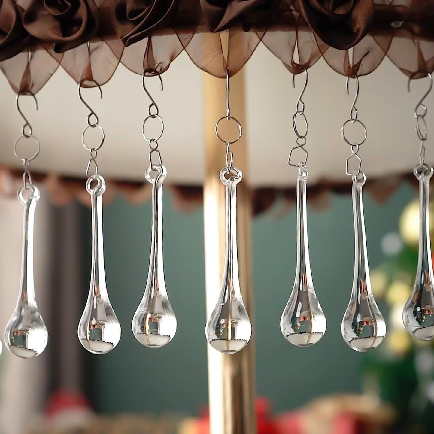 20pcs 20X80mm) H&D Hanging Chandelier Crystal Teardrop Prism Accent Rainbow Suncatcher Christmas Tree Decorations