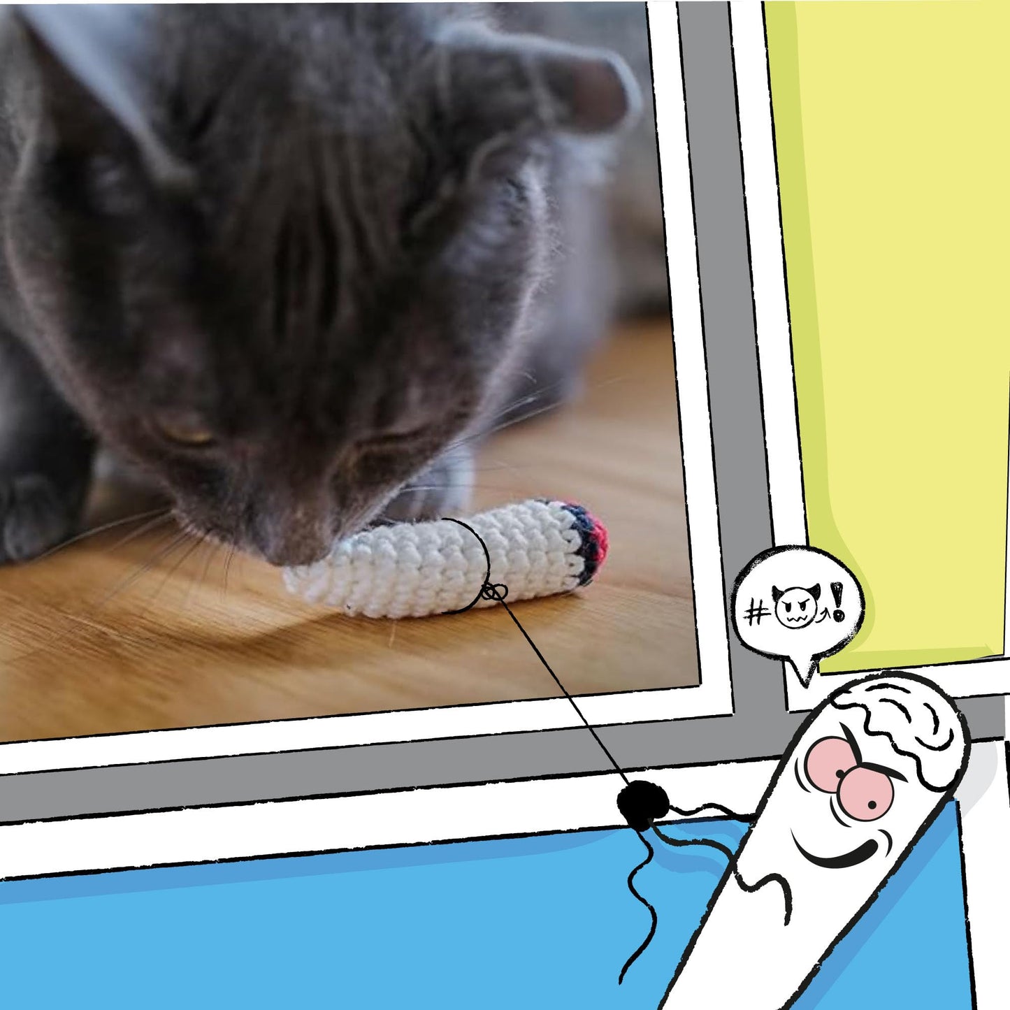 LIT LABS Catnip Doobies Toy Kittie J's Pre-Rolled Cone Form 3 inches Long - Handmade Crocheted - Entertain Your Cat with Hilarious Cartoon J's: Perfect Cat Gift, Comes in a 2-Pack