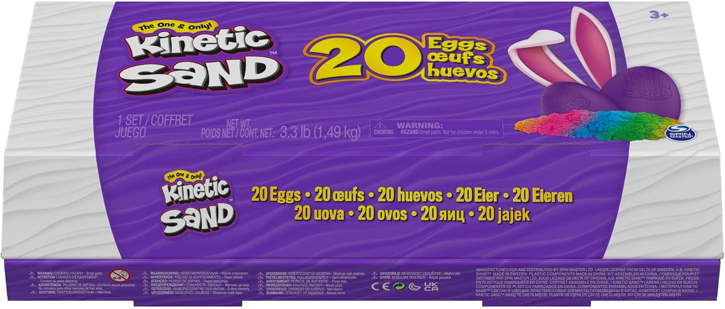 20-Pack 3.3lbs 3 Kinetic Sand, Eggs with Red, Yellow & Blue Play Sand for Egg Hunts, Party Favors & Goodie Bags