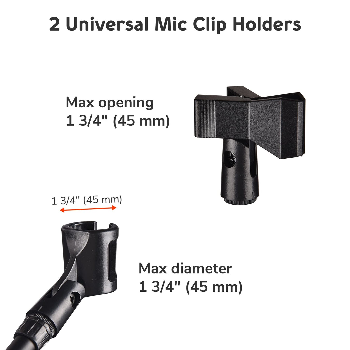 AW 12pcs Boom Mic Stand Floor Adjustable Height Mic Tripod Stand w/ 2 Mic Clip Holder Foldable Microphone Holder for Singing Live Stream Stage Studio