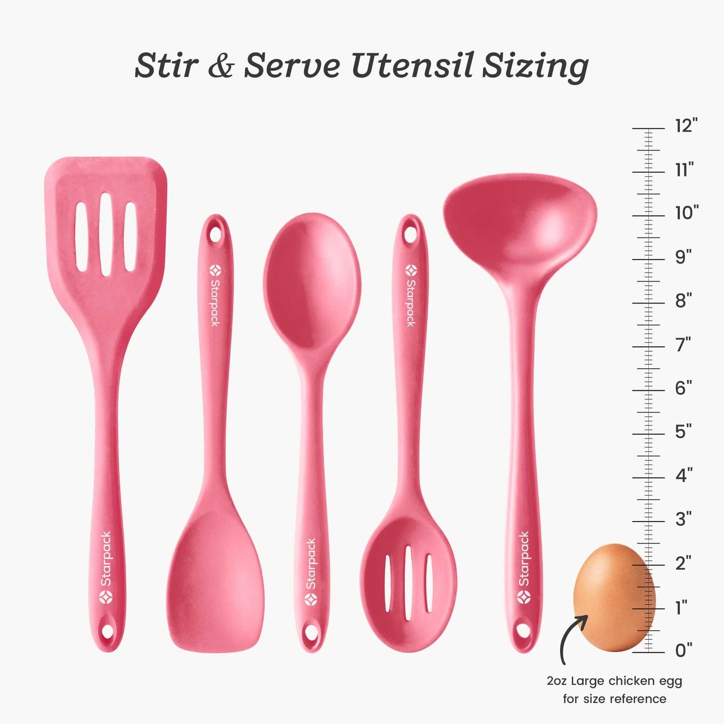 Starpack 'Stir & Serve' Silicone Cooking Utensils Set (5 Pcs) - 10.5" - Kitchen Utensil Set Heat Resistant to 600°F - Kitchen Utensils for Nonstick Cookware - Silicone Utensil Set for Mixing & Cooking