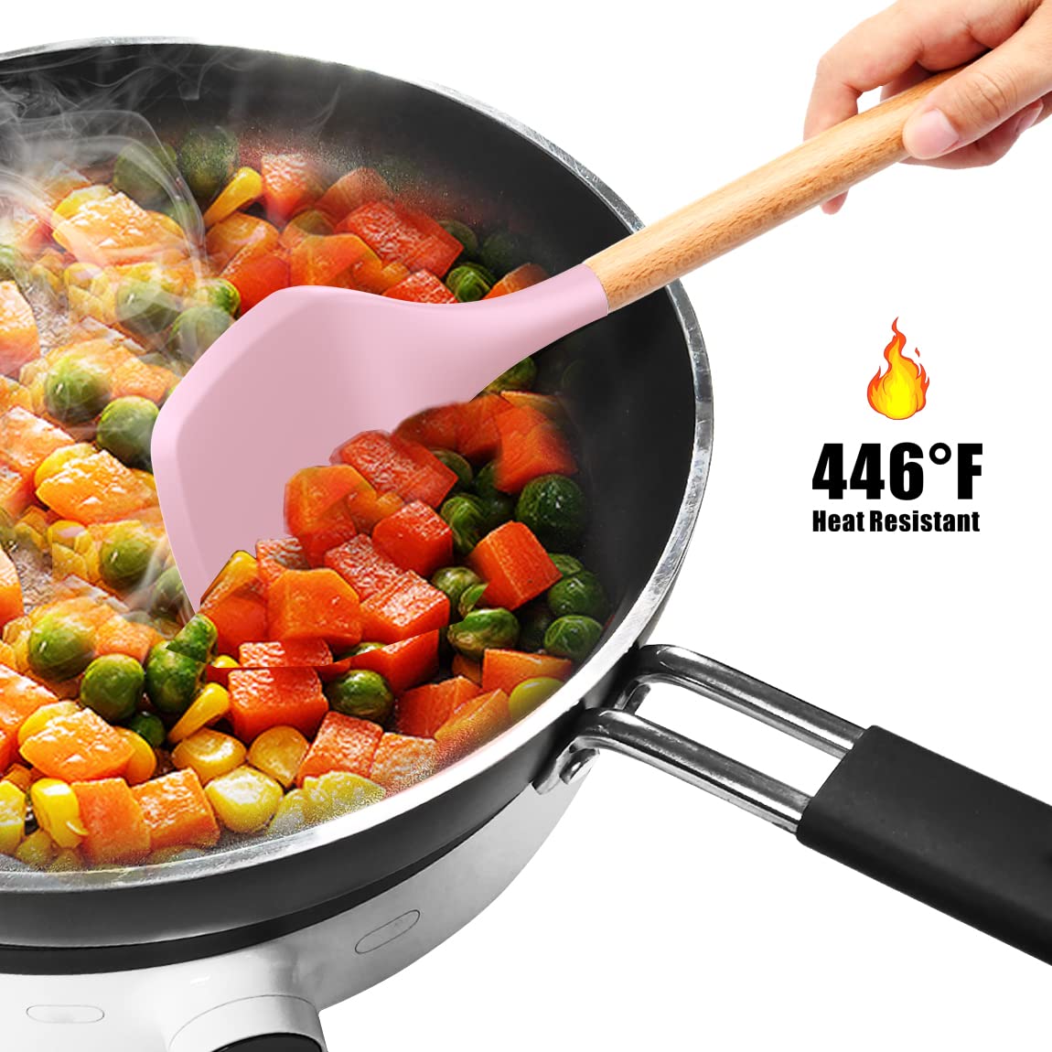 Silicone Cooking Utensils Kitchen Utensil Set - 446°F Heat Resistant Silicone Kitchen Utensils Set, Spatula,Turner Tongs, Spoon, Brush, Whisk,Kitchen Gadgets for Nonstick Cookware, BPA Free (Gray)