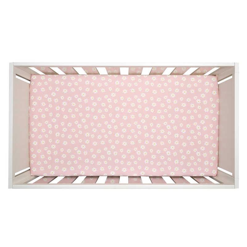 Lambs & Ivy Daisy Dreams Breathable 100% Cotton Baby Fitted Crib/Toddler Sheet