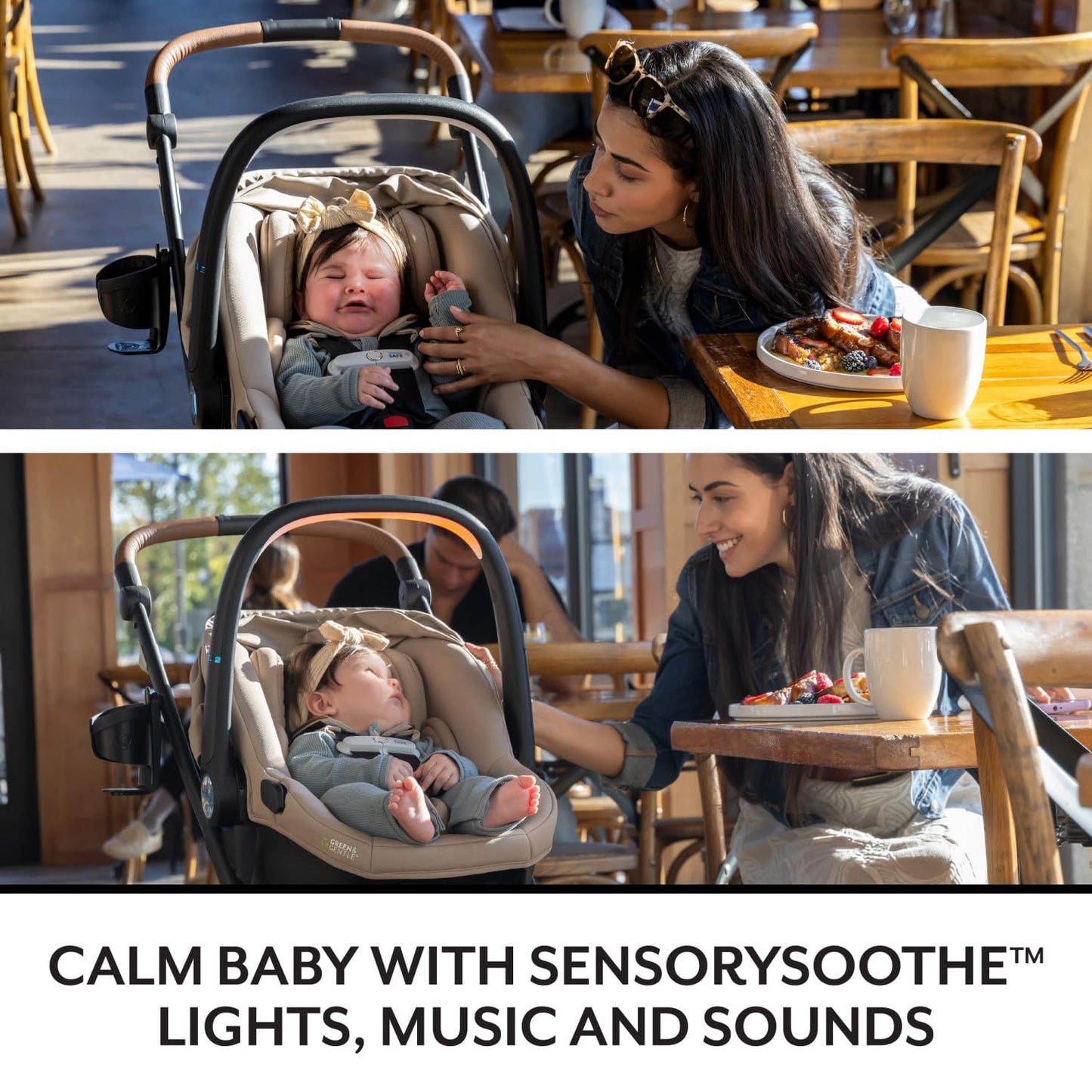 Evenflo Shyft Intuiti+ Travel System Featuring Revolve180 LiteMax NXT Preemie and Infant Car Seat with SensorySoothe and Green & Gentle (Jasper Black)