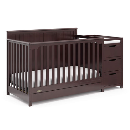 Graco Hadley 5-in-1 Convertible Crib & Changer – GREENGUARD Gold Certified, Fits Standard Crib Mattress, Converts to Toddler Bed and Full Bed, 4 Adjustable Mattress Heights (Espresso)