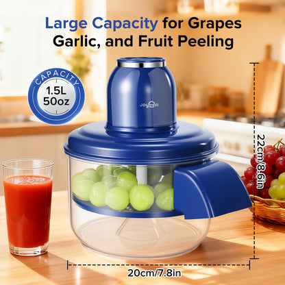 JOYHILL Electric Grape Peeling Machine, Automatic Fruit and Garlic Peeler for Grape Tomato Cherry, 50W Motor with Stainless Steel Blades, Rechargeable Cordless Kitchen Peeling Tool (Blue-1PC)
