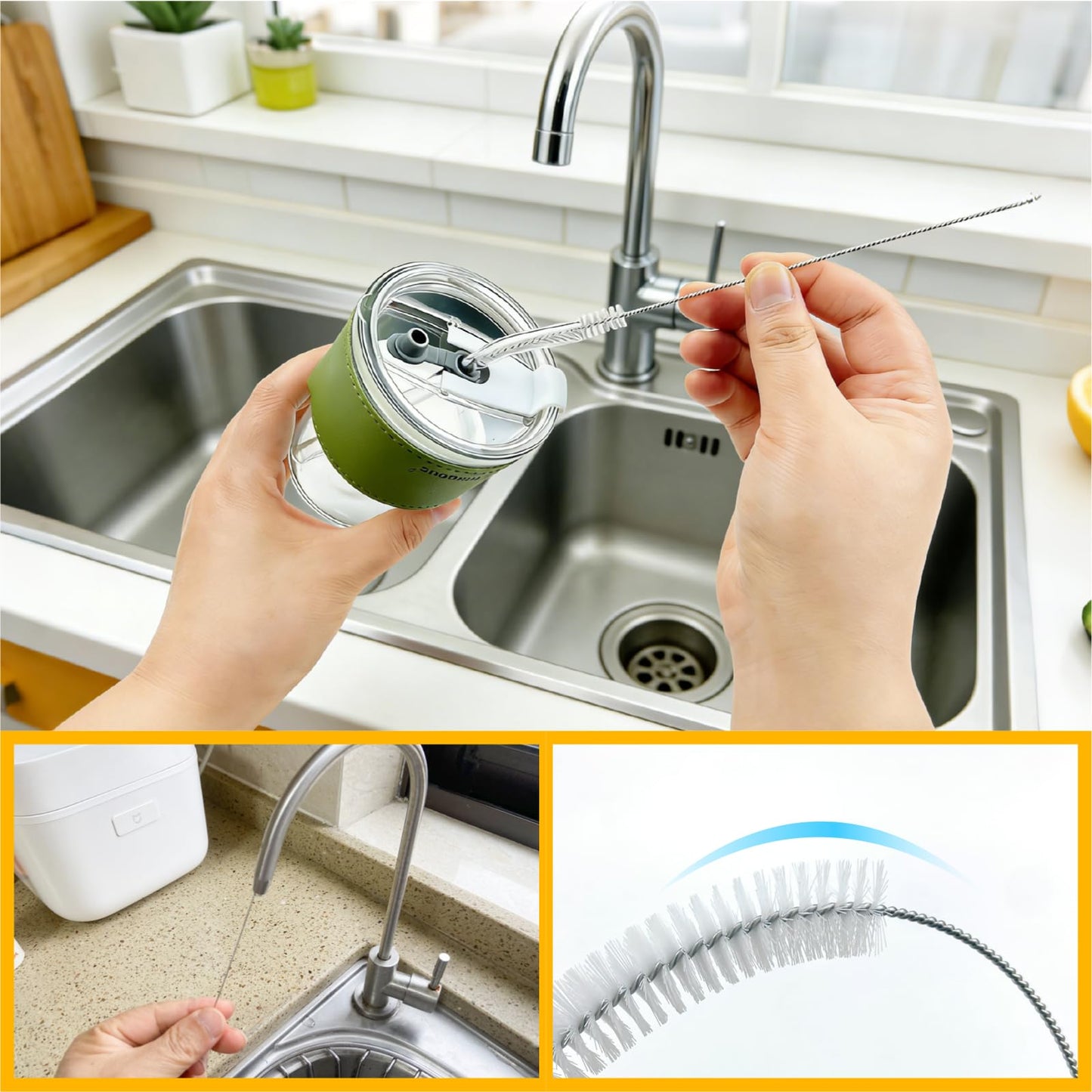 12Pcs Home Crevice Cleaning Brush Set for Kitchen Bathroom - Cup Lid Straw Dryer Vent Gap Cleaning Tools Household Cleaning Supplies