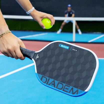 Diadem Edge BluCore Pro Pickleball Paddle | Ultimate Speed & Precision, Extended Reach, 18K Carbon Fiber, PowerSync Foam Core | USAPA Approved (Pro 14mm)