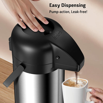 Airpot Coffee Carafe, 85 OZ / 2.5L Large Insulated Stainless Steel Thermos Urn