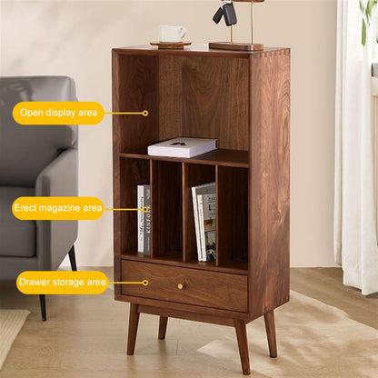 DUHTFCY CD-Holder Solid Wood Vinyl Record Cabinet CD Rack Storage Cabinet Gramophone Cabinet Floor-Standing Small Bookshelf Magazine Cabinet Living Room Side Cabinet Record Player Stand