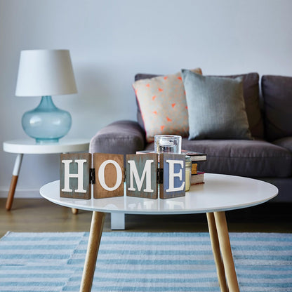 Aecipl Wooden Home Sign Rustic Decorative Letters Freestanding Letter Centerpiece Folding Word Sign Wood Farmhouse Decor for Tabletop Shelf Mantel Entryway Kitchen (Home)
