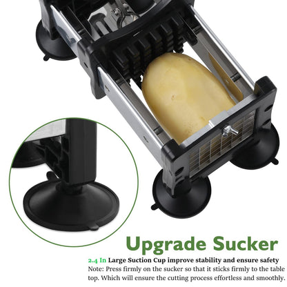 Votron French Fry Cutter Potato Cutter Stainless Steel with 2 Size Durable Blades for Vegetables, Potato, Onions, Carrots, Cucumbers, Fruits, Apples