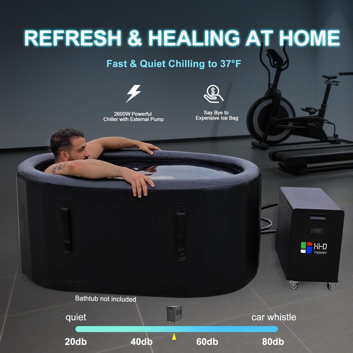 1 HP Cold Plunge Chiller, Commercial Ice Bath Water Chiller Machine for Large Tubs up to 200 Gallon, Heavy Duty Single Cooling Water Cooler with Internal Pump Options, Fast Chilling for Gym & Outdoor
