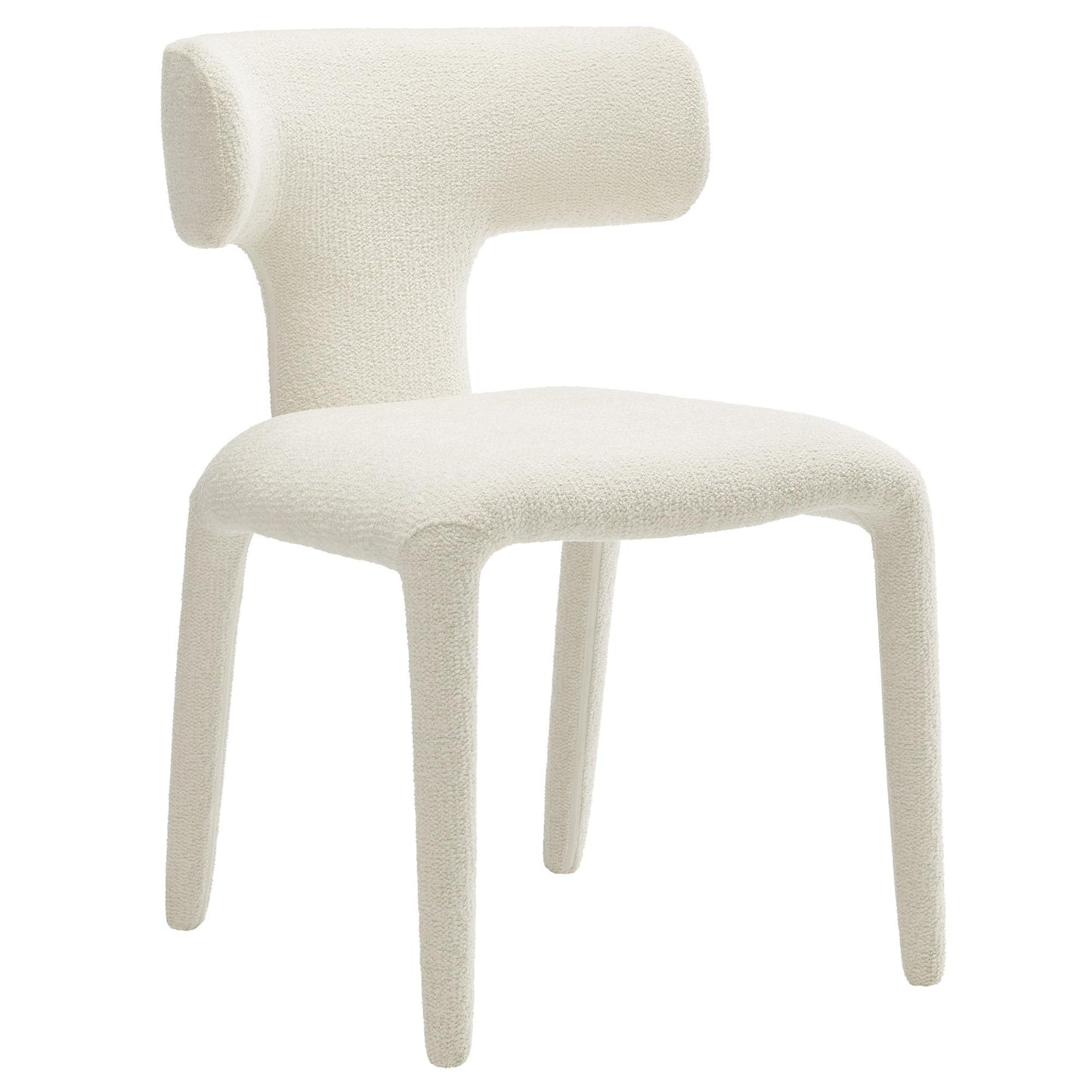 Modway Stellan Upholstered Boucle Dining Chair in Cream – Fabric Accent Chair with Curved Backrest – Armless Side Chair for Dining or Living Room