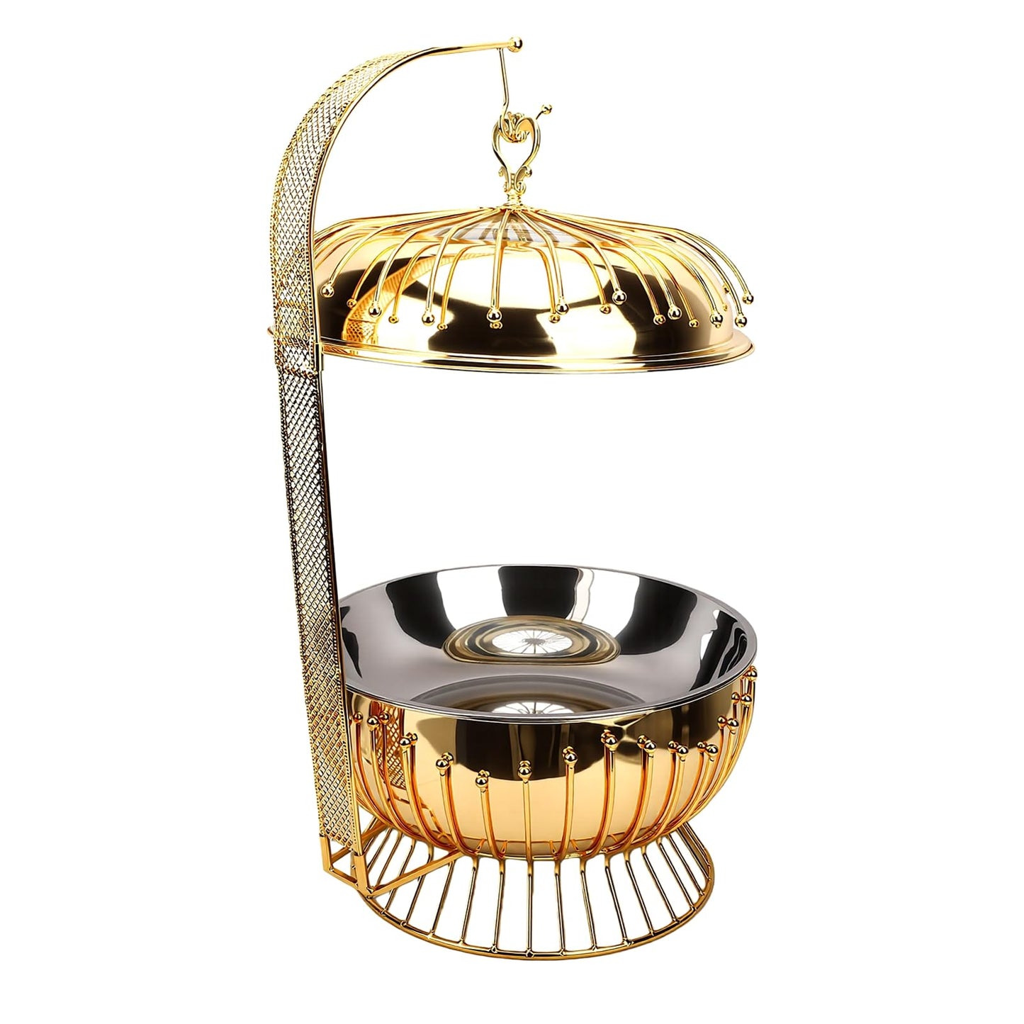 AUNMAS Stainless Steel Buffet Warmer 8L Round Chafing Dish with Hanging Lid for Catering Events Weddings Banquets Home Parties