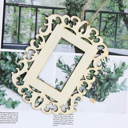 WYKOO 24 Pieces Unfinished Wood Picture Frames, 4.3 x 5.9 Inch Wooden Photo Frame with Jute Rope for Decoration, Crafts, DIY Painting Project, Display and Holds Pictures