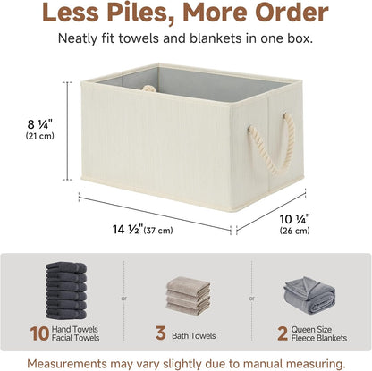 StorageWorks Storage Baskets - Foldable Fabric Organizers for Closet & Shelf | Large 3-Pack in Beige, White & Ivory