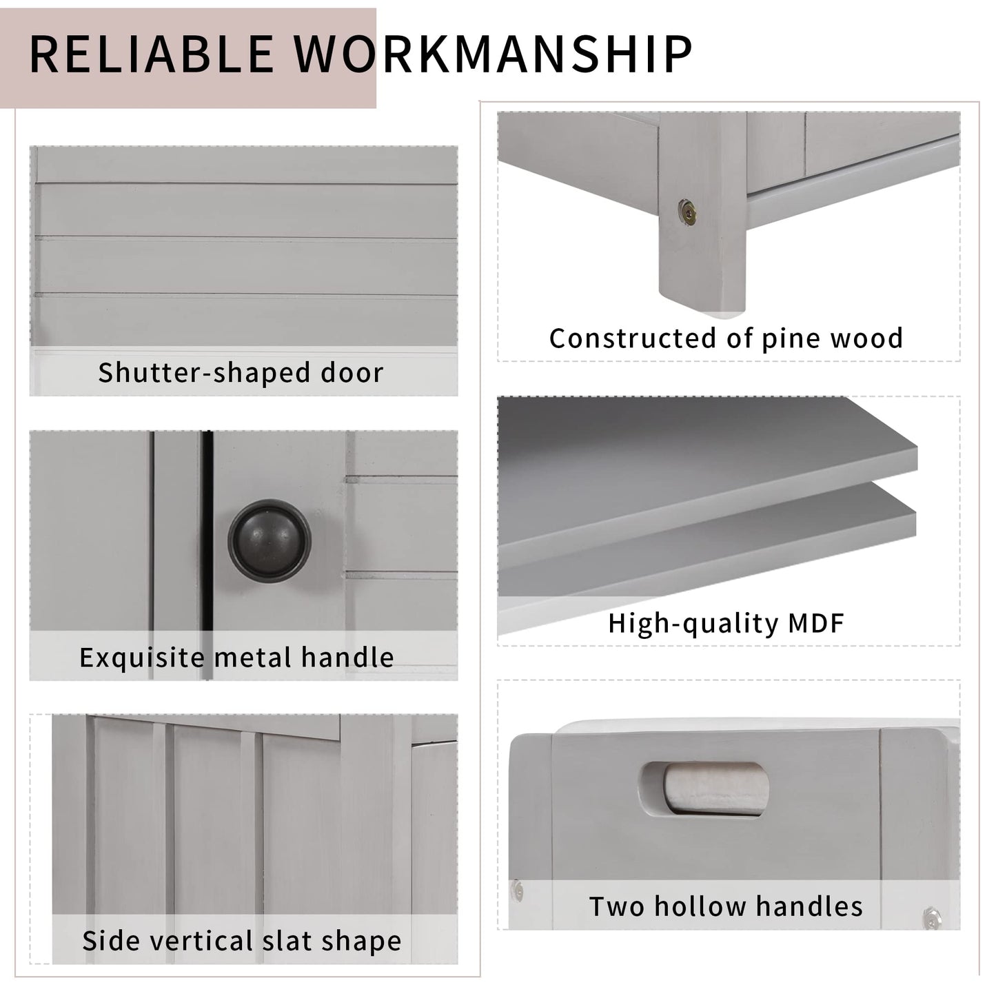 Bellemave Storage Bench with 3 Shutter-Shaped Doors and Flip-Open Storage Box, Shoe Rack for Entryway and Hallway,Shoe Bench with Adjustable Shelves Storage Space and Removable Seat Cushion, Gray Wash