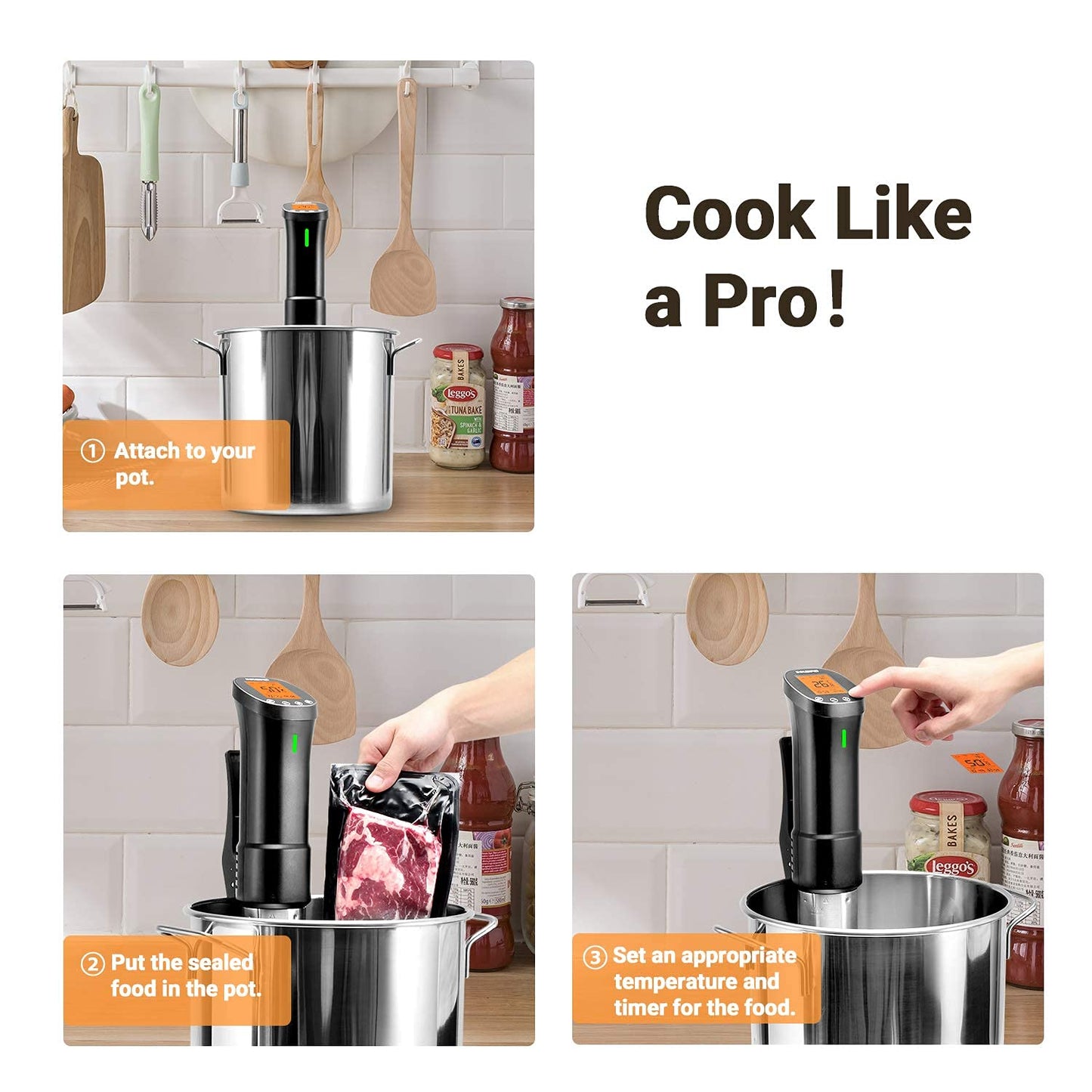 INKBIRD 2.4G Wifi Sous Vide Cooker ISV-200W, 1000W Sous Vide Machine, Remote Control Immersion Circulator with APP Recipes Timer Alarm Mobile Notification 3D Water Heating Ultra-Quiet