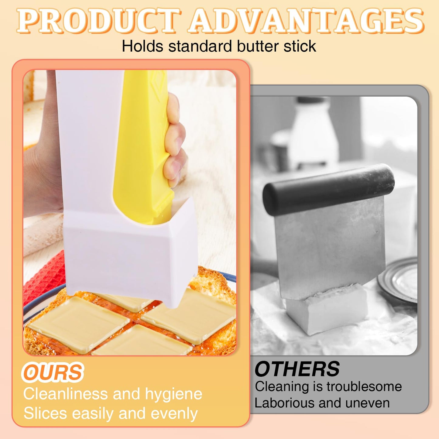 OPLCFO 2PCS Butter Cutter and Storage Case, Butter Stick Slicer for Bread Cakes Cookie