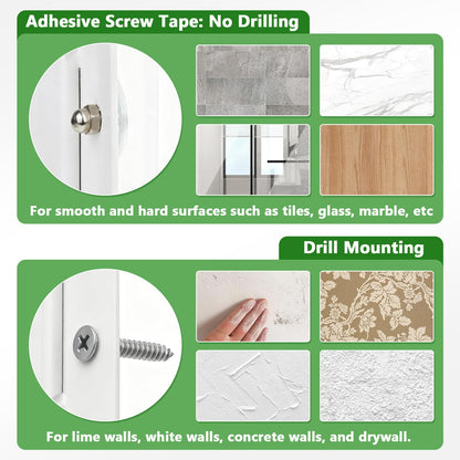 Wall-Mount Wipes Holder, Wipes Dispenser for Surface Cleaning Wipes, 5mm Steel Wire, Easy-Load Design with Strong Adhesive Backing (White, Small)
