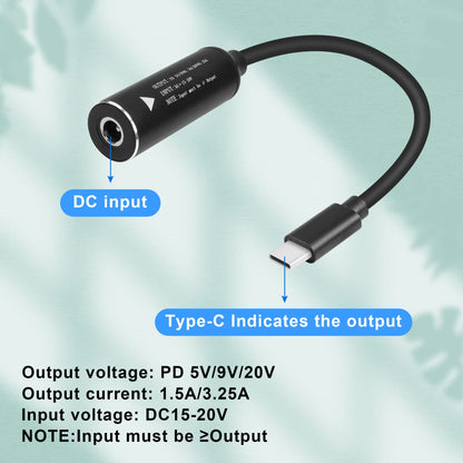 GINTOOYUN PD65W DC5525 to USB-C Charging Cable DC5.5mmx2.5mm Round Female to Type-C Charger Power Adapter Cable for Laptops,Mobile Phones,Tablets, Rechargeables,etc(7Inch)