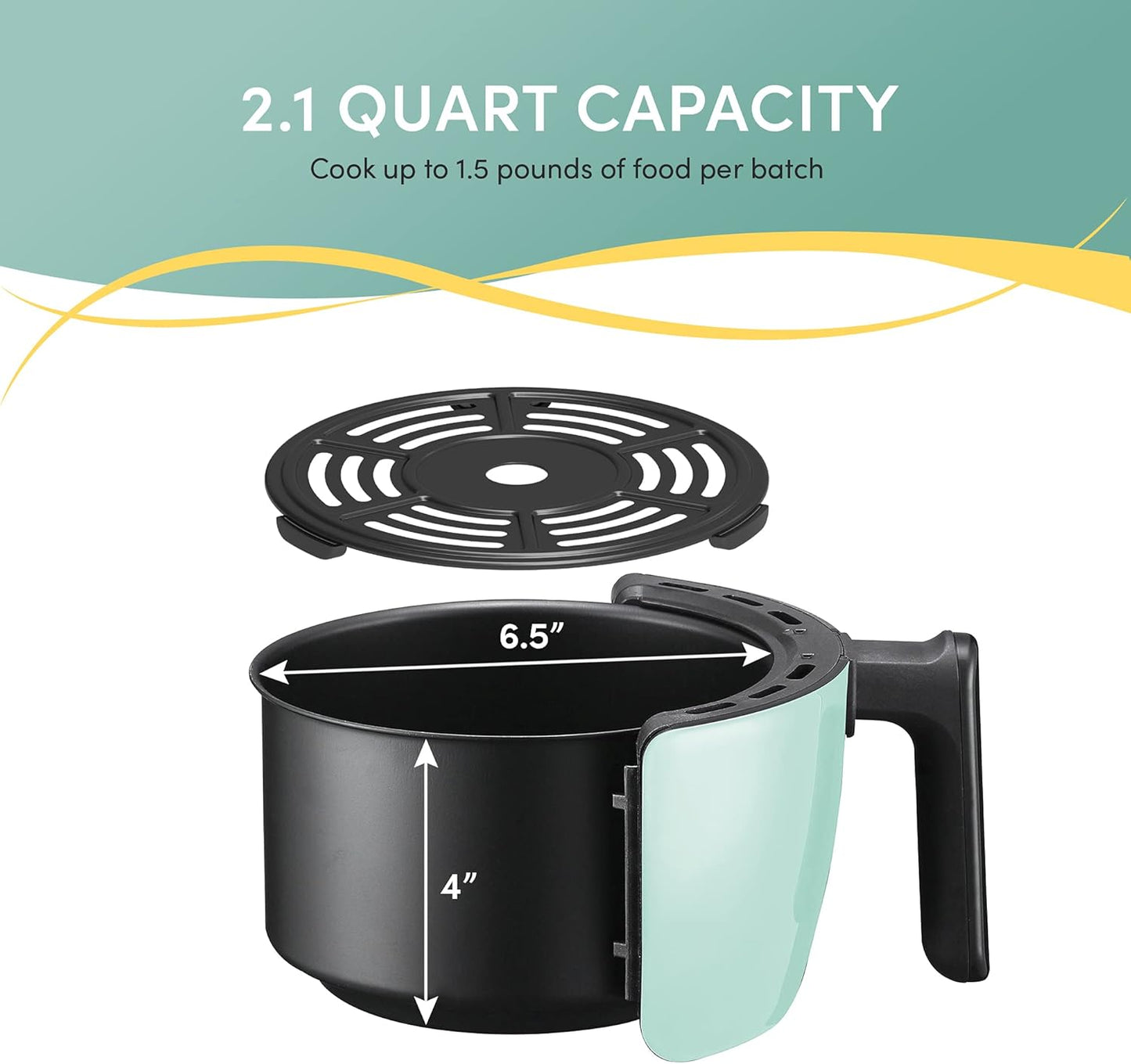 Elite Gourmet EAF0201BLX Personal Compact Electric Hot Air Fryer | Oil-Less Healthy Cooker, 1000W, 2.1 Quart