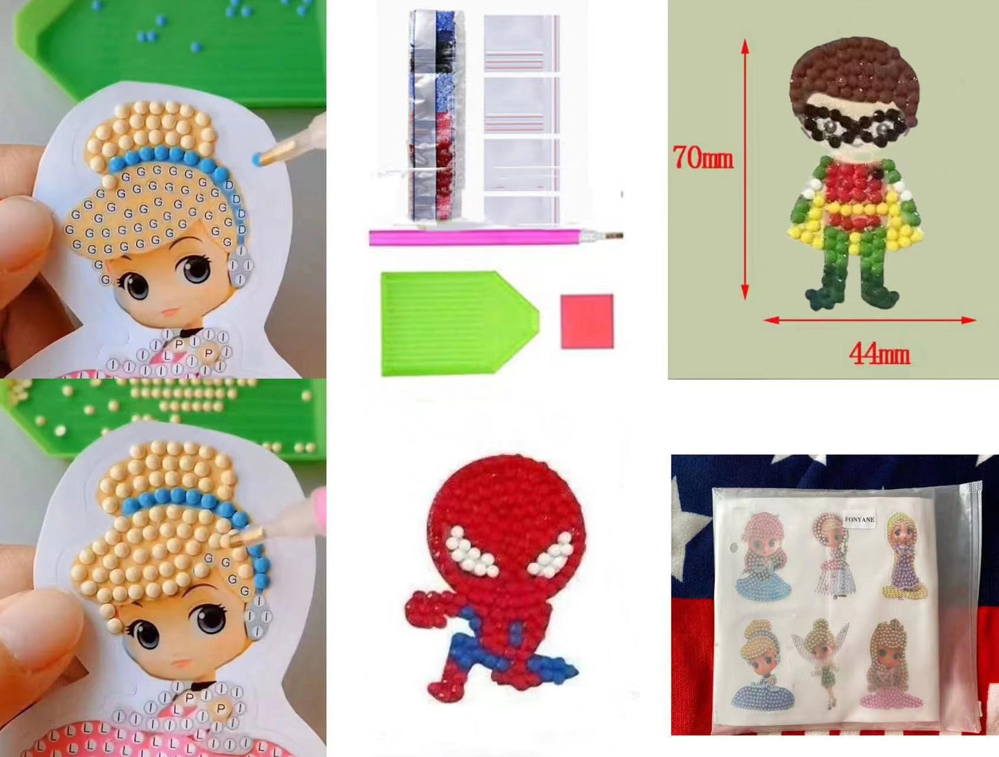 FONYANE Diamond Art Kits for Kids & Boys & Girls,Gem Stickers,Diamond Painting Kits,Arts & Crafts for Kids & Boys & Girls Ages 4-6-8-10-12 Birthday Party Gift Toy