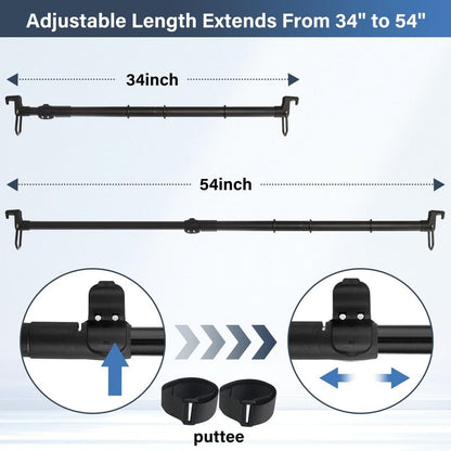 Car Clothes Hanger Bar Heavy Duty, Clothing Racks for Hanging Clothes in Car Telescoping 34-54 Inch Car Clothes Rack Suitable for Cars Trucks SUVs