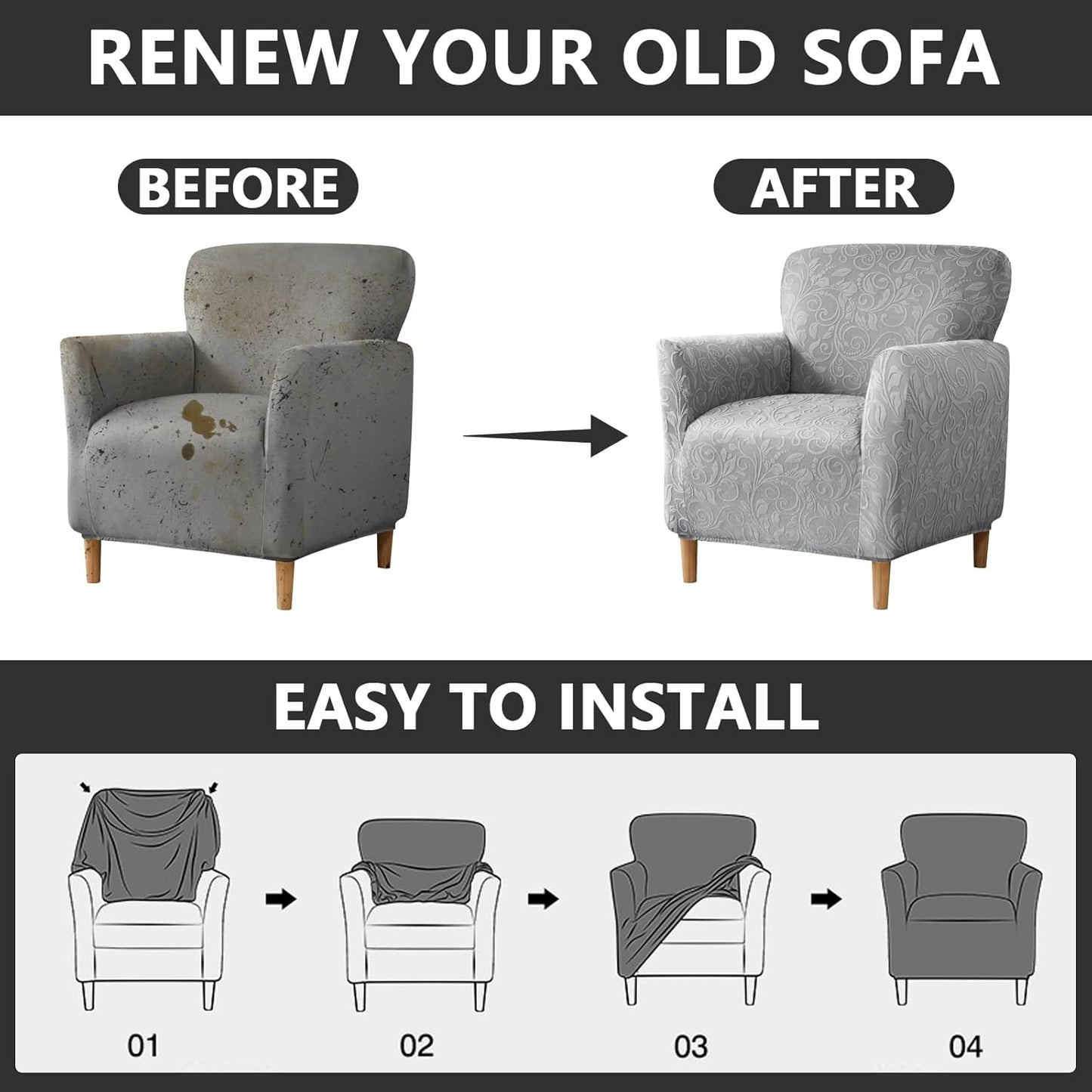 1 MIFXIN Banquet Armchair Slipcover Chair Cover with Arms Piece Spandex Elastic Stretch Accent Armchair Couch Sofa