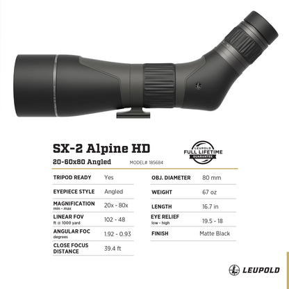 Leupold SX-2 Alpine HD Gen 2 20-60x80mm Angled