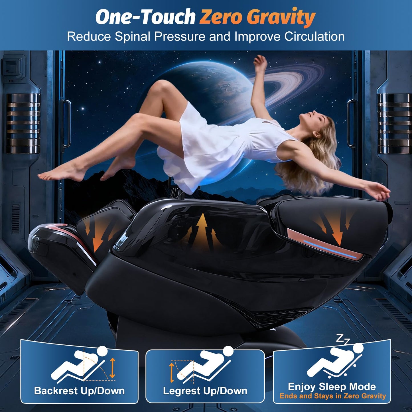 KTENTITO Massage Chair Full Body, 2026 Zero Gravity SL-Track Shiatsu Massage Chairs Recliner with AI Voice, LED Backlight Remote Control, Waist & Calf Heating, Phone Joystick and Holder, G6 Black