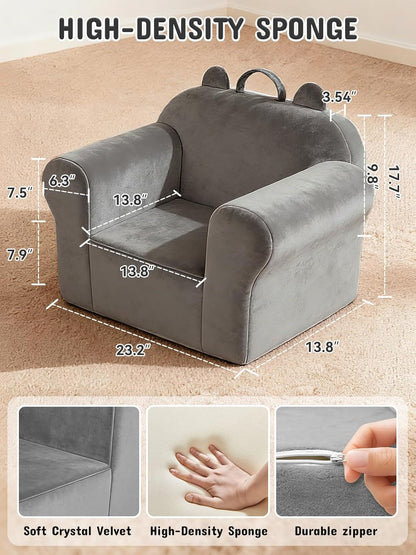 Cozy Kids Sofa Chair with Removable Washable Cover Kids Couch Toddler Chair Toddler Bed Crystal Velvet Furniture