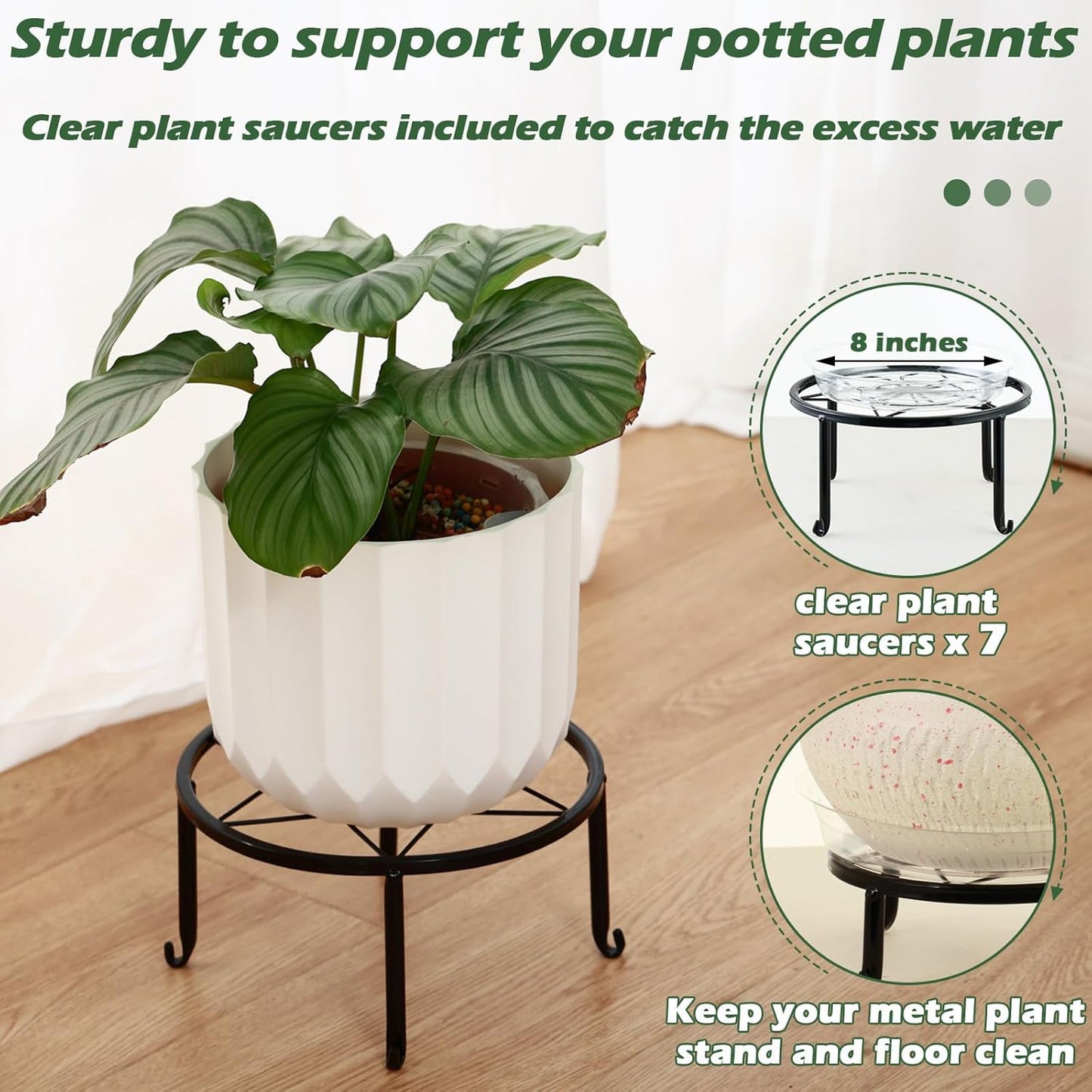 DEELF OUTLET 7-pack 6.9"/ 7.9"/ 9"/ 10"/ 11" Metal Plant Stands Indoor Outdoor Rustproof Iron Potted Plant Holder