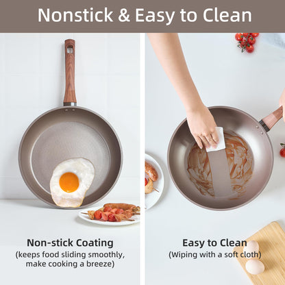 RATWIA 10 Pcs Pots and Pans Set Non Stick, Kitchen Cookware Sets with Frying Pans, Saucepans, Steamer Compatible with All Stoves Restaurant,Black