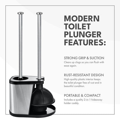 ToiletTree Products Modern Deluxe Freestanding Toilet Brush and Plunger Combo 2 Pack