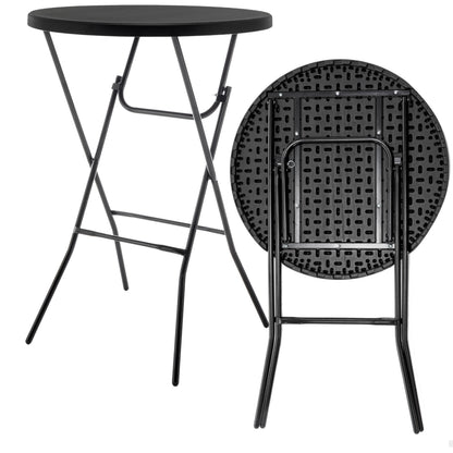 BTEXPERT Set of 5, Black 2.63 Foot Round Plastic Bar Height Folding Table Commercial Portable for Banquet Patio Backyard Dining Wedding Party Events Home Kitchen Indoor Outdoor, Thick Top Metal Frame