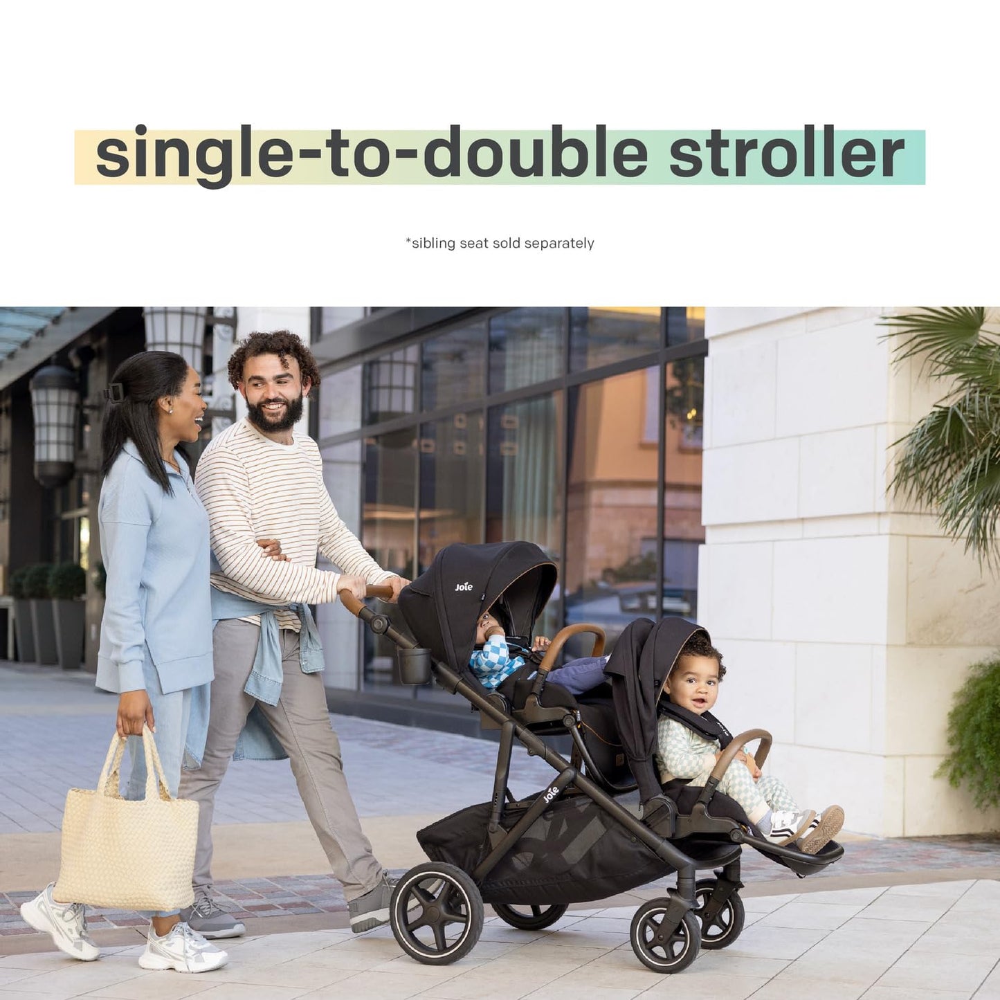 Joie Chive Single-to-Double Reversible Stroller, 20+ Customizable Modes, Suspension & All-Terrain Rubber Wheels, Expandable UPF 50+ Canopy (Dove)
